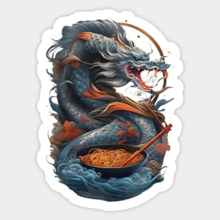 Blue Dragon Koi Fish Ramen Noodles Sticker